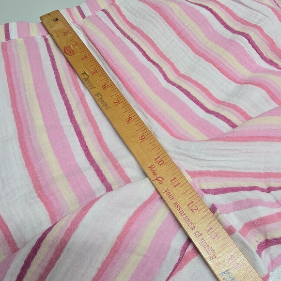 Escape by Habitat Pants Womens Medium Pink Striped Wide Leg Cropped‎ Gauzy Beach - Picture 10 of 14